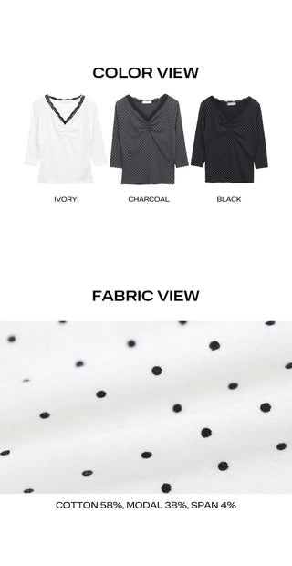 Herang Dot Lace 3/4 Sleeve T-shirt