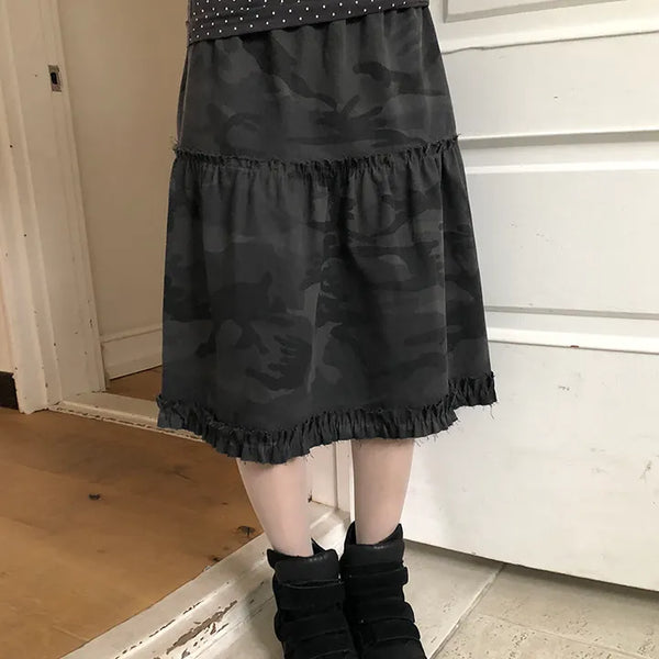 Deron Military Camo Midi Skirt