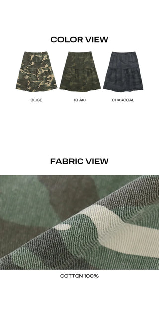 Deron Military Camo Midi Skirt