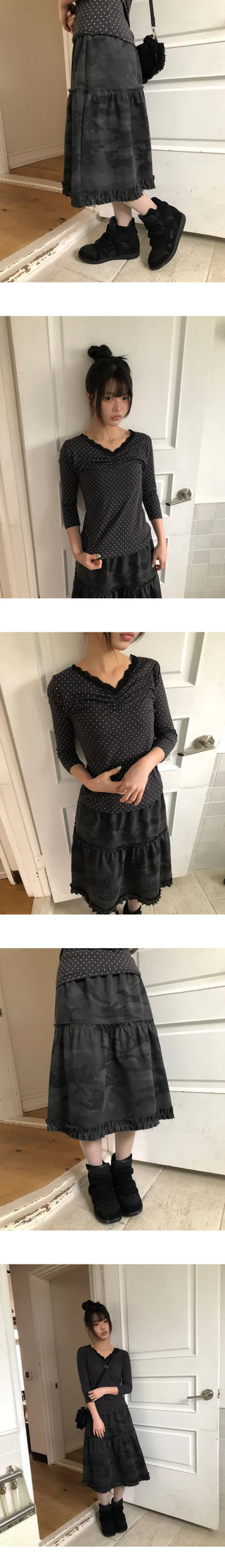 Deron Military Camo Midi Skirt