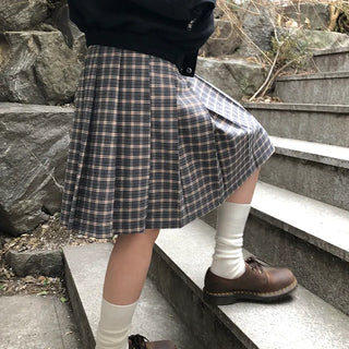 Lahae Pleated Check Midi Skirt