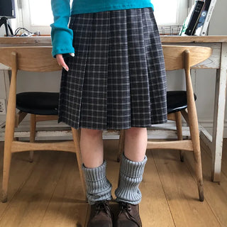 Lahae Pleated Check Midi Skirt