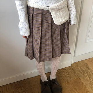 Lahae Pleated Check Midi Skirt