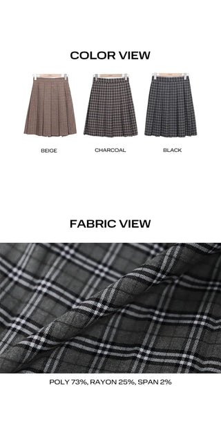 Lahae Pleated Check Midi Skirt