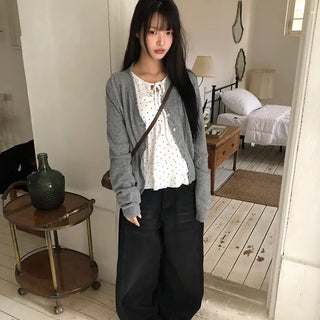 Madin Ribbon Dot Frill Long Sleeve T-shirt