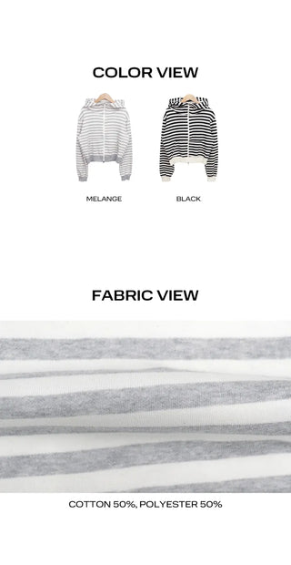 Nean Neko Striped Two-Way Zip-Up Hoodie
