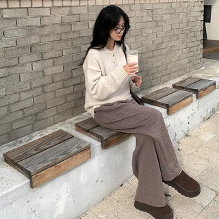 Wool button-up long-sleeved knit