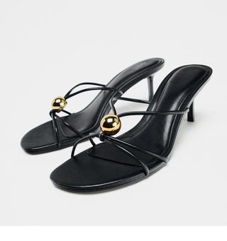 Metal Stiletto Heel Slippers