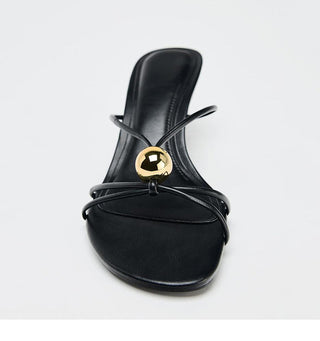 Metal Stiletto Heel Slippers