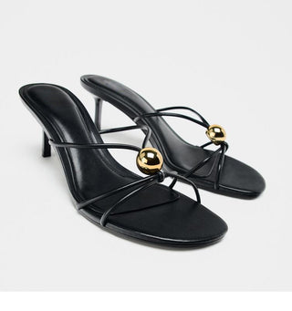 Metal Stiletto Heel Slippers