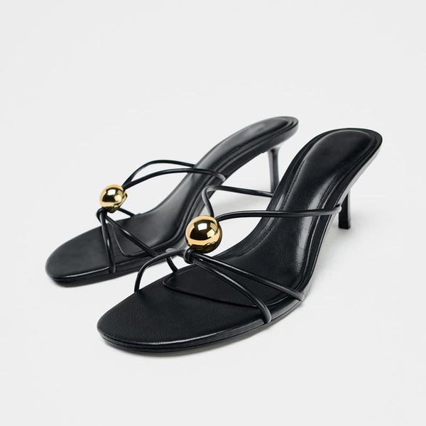 Metal Stiletto Heel Slippers