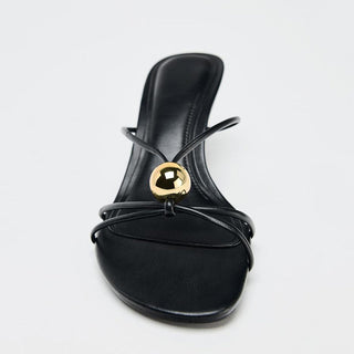 Metal Stiletto Heel Slippers