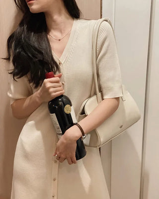 Special Rib Button Knit Dress