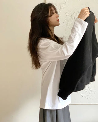 (Short-sleeved/Long-sleeved) Clean Cotton Daily Plain T-Shirt