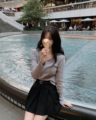Slim slit ribbed knit - 5 colors
