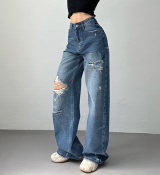 ripped wide jeans