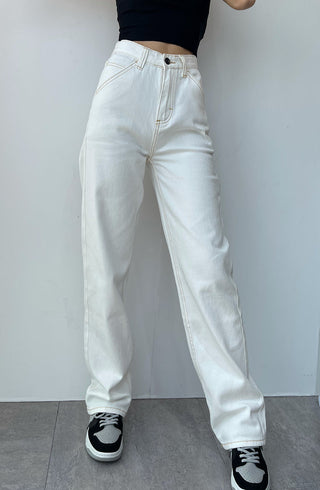 white straight jeans