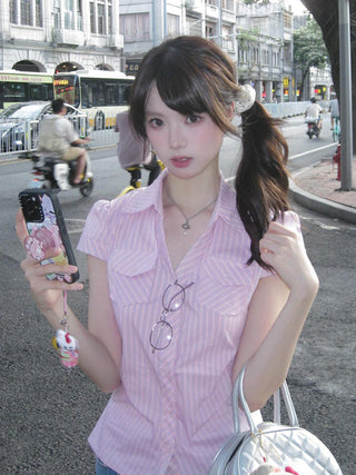 pink striped shirt