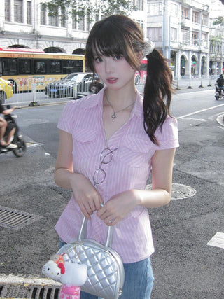 pink striped shirt