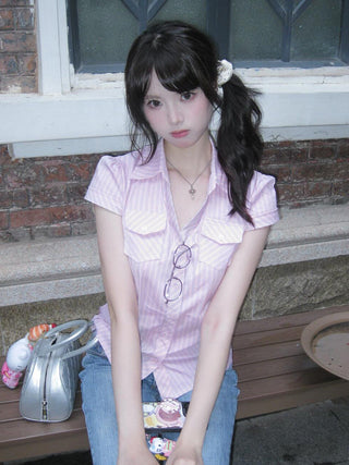 pink striped shirt