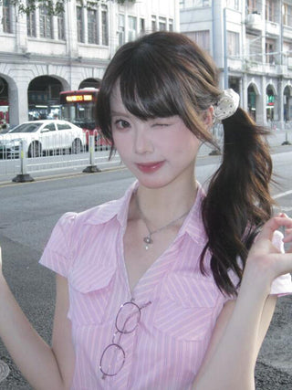 pink striped shirt