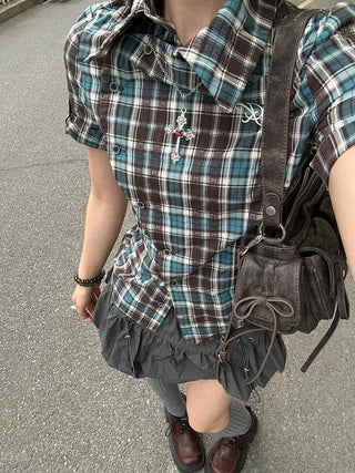 plaid embroidered shirt