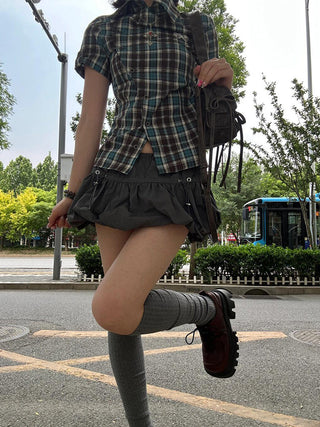 plaid embroidered shirt