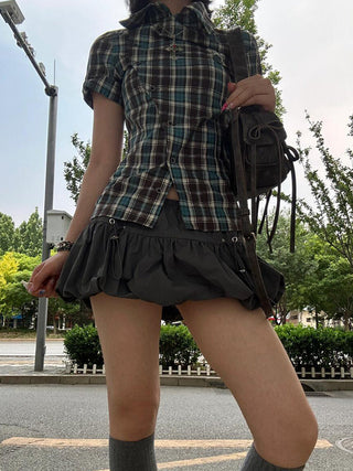 plaid embroidered shirt