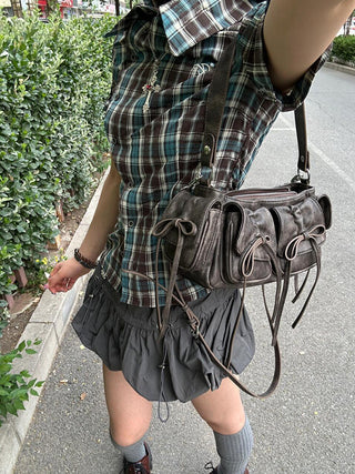 plaid embroidered shirt