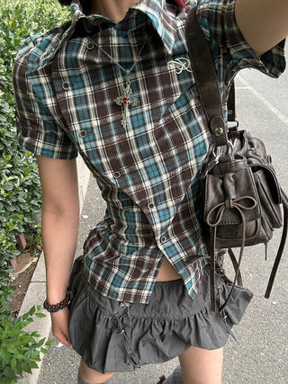 plaid embroidered shirt