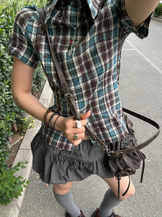 plaid embroidered shirt