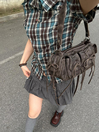 plaid embroidered shirt