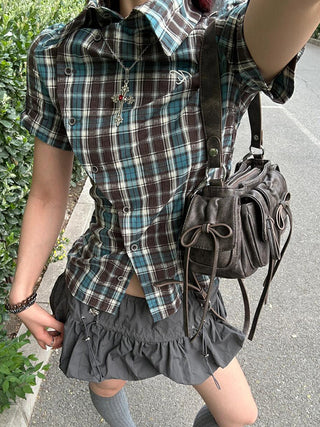 plaid embroidered shirt