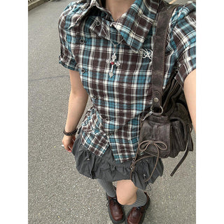 plaid embroidered shirt