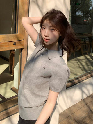 gray embroidered Tops