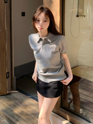 gray embroidered Tops