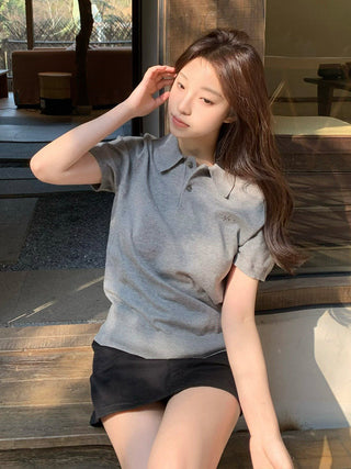 gray embroidered Tops