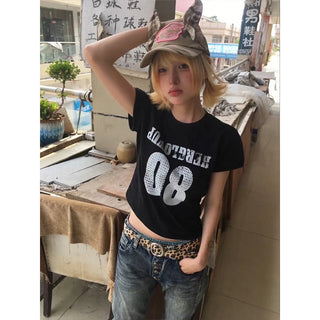 distressed print Tops