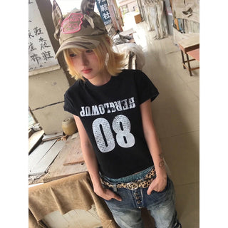 distressed print Tops