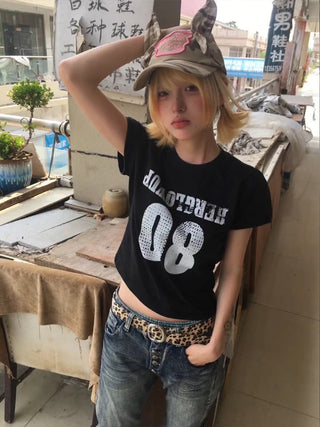 distressed print Tops