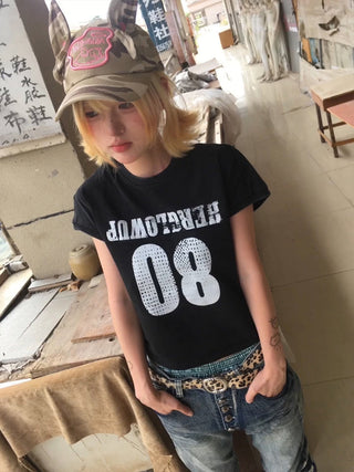 distressed print Tops