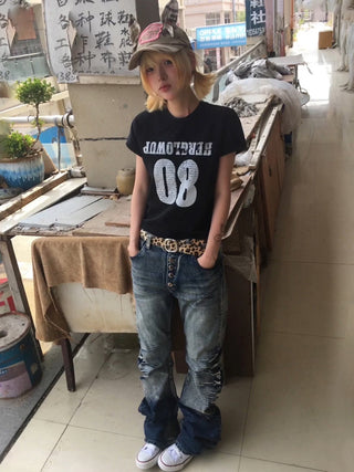 distressed print Tops