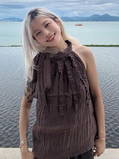 lace-up halter Top