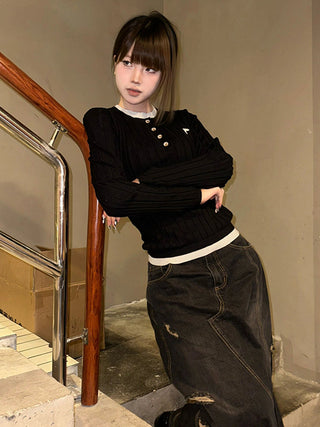black knit top