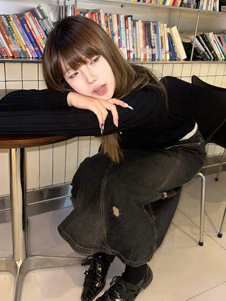 black knit top