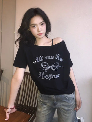 bow off-shoulder Tops
