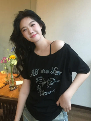 bow off-shoulder Tops
