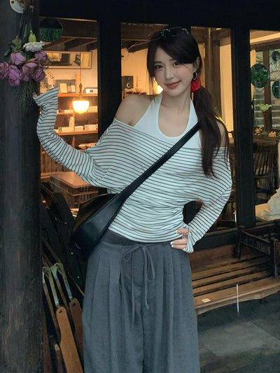 striped halter set