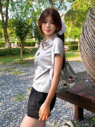 gray polo tee