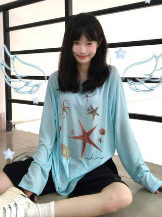 starfish print blouse